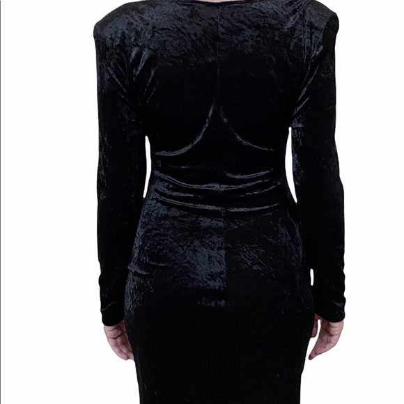 All That Jazz VTG Crushed Velvet Black Bodycon Sheath Dress Fits Like Small - Picture 3 of 8